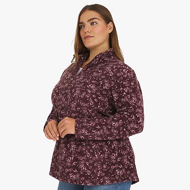 Plus Size Lands' End Powder Fleece Quarter-Zip Pullover Top