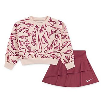 Girls 4-6x Nike Swoosh On Pointe Sweatshirt & Dri-FIT Skort 2 pc Set