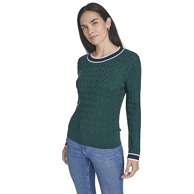 Women's Nautica Cable Knit Crewneck Sweater
