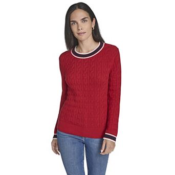 Women's Nautica Cable Knit Crewneck Sweater
