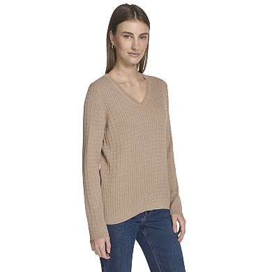 Women's Nautica V-Neck Cable Sweater