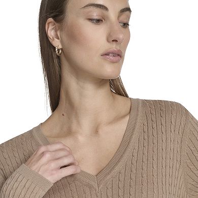 Women's Nautica V-Neck Cable Sweater