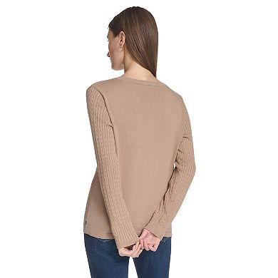 Women's Nautica V-Neck Cable Sweater