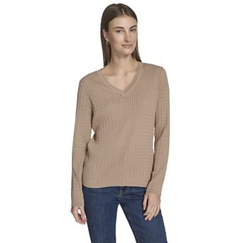 Women's Nautica V-Neck Cable Sweater