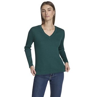 Women's Nautica V-Neck Cable Sweater