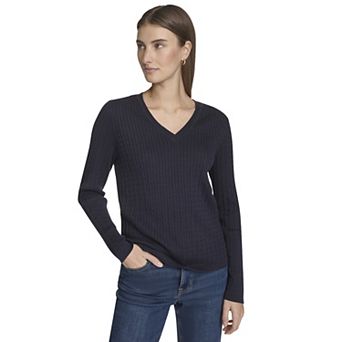 Women's Nautica V-Neck Cable Sweater