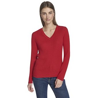 Women's Nautica V-Neck Cable Sweater