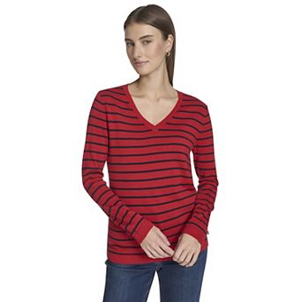 Women's Nautica V-Neck Cable Sweater