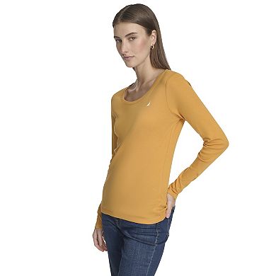 Nautica Striped Long Sleeve Scoop Neck Tee