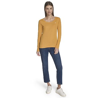 Nautica Striped Long Sleeve Scoop Neck Tee