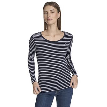 Women's Nautica Striped Long Sleeve Scoop Neck Tee