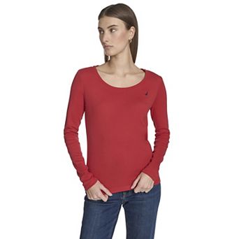 Women's Nautica Striped Long Sleeve Scoop Neck Tee