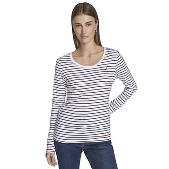 Women's Nautica Striped Long Sleeve Scoop Neck Tee