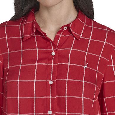 Women's Nautica Grid Roll Tab Top
