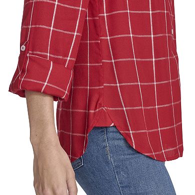 Women's Nautica Grid Roll Tab Top