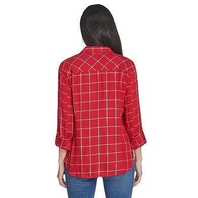 Women's Nautica Grid Roll Tab Top
