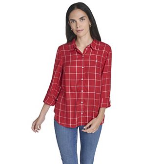 Women's Nautica Grid Roll Tab Top