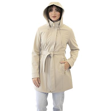 Women's Nine West Belted Softshell Jacket With Hood