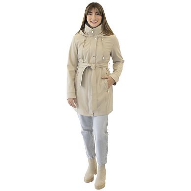Women's Nine West Belted Softshell Jacket With Hood