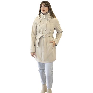 Women's Nine West Belted Softshell Jacket With Hood