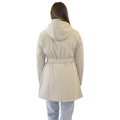 Women's Nine West Belted Softshell Jacket With Hood