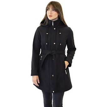 Women's Nine West Belted Softshell Jacket With Hood
