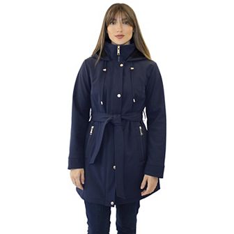 Women's Nine West Belted Softshell Jacket With Hood