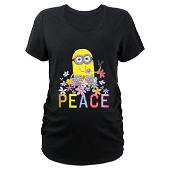 Maternity Despicable Me Minion Peace And Flowers Graphic Tee