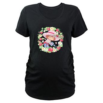 Maternity Strawberry Shortcake Flowers And Strawberries Wreath Graphic Tee