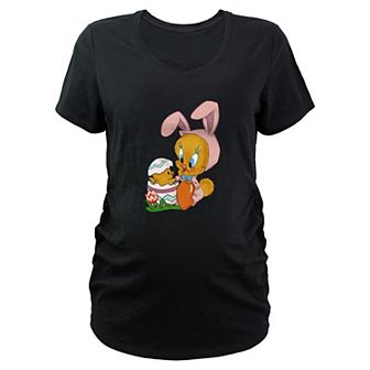 Maternity Looney Tunes Tweety Bird Easter Bunny Graphic Tee