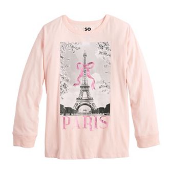 Girls 6-20 SO® Long Sleeve Oversized Graphic Tee in Regular & Plus