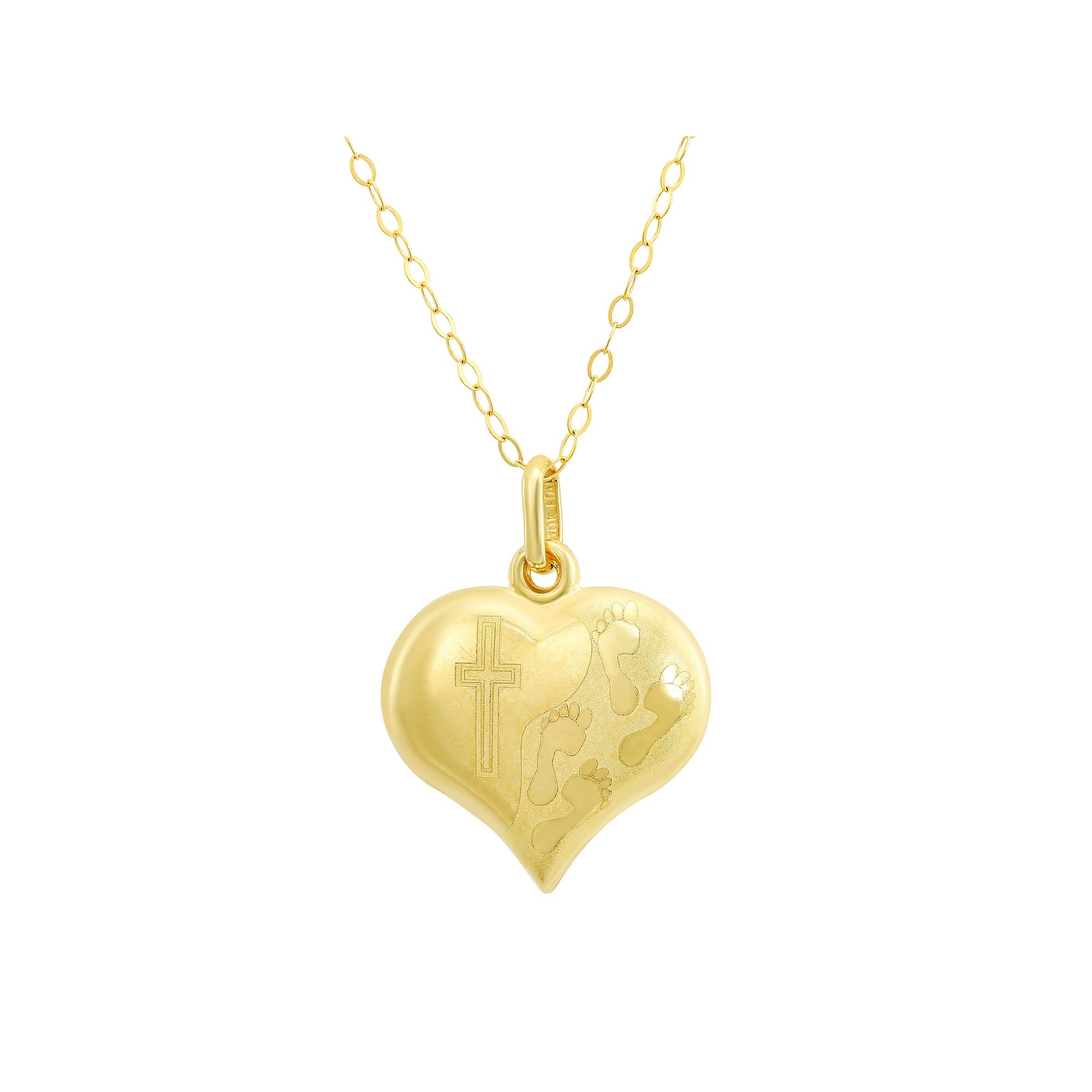 Taylor Grace 10k Gold Heart With Footprint Pendant Necklace, Womens, Size