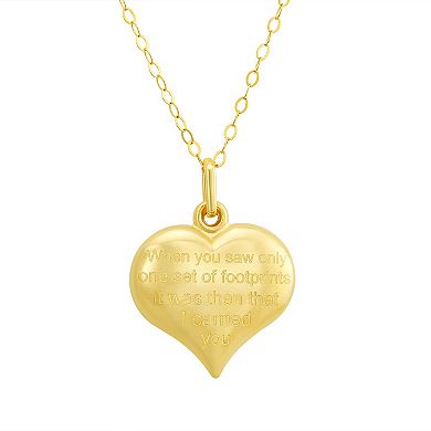Taylor Grace 10k Gold Heart With Footprint Pendant Necklace