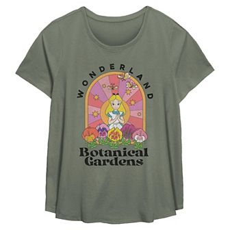 Disney's Alice In Wonderland Botanical Gardens Plus Size Flowy Graphic Tee