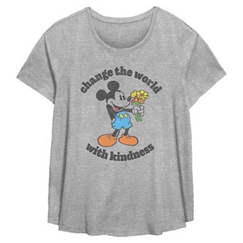 Disney's Mickey Mouse Change The World With Kindness Plus Size Flowy Graphic Tee