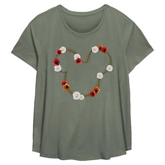 Disney's Mickey Mouse Spring Floral Wreath Plus Size Flowy Graphic Tee