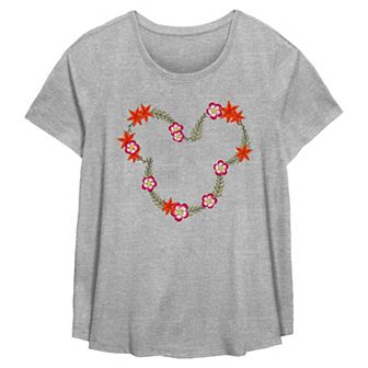 Disney's Mickey Mouse Tropical Floral Wreath Plus Size Flowy Graphic Tee