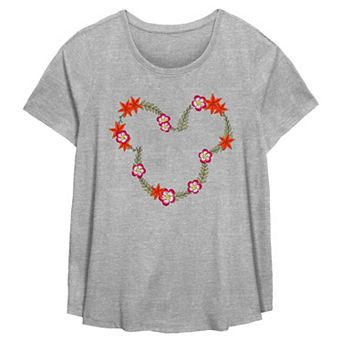 Disney's Mickey Mouse Tropical Floral Wreath Plus Size Flowy Graphic Tee