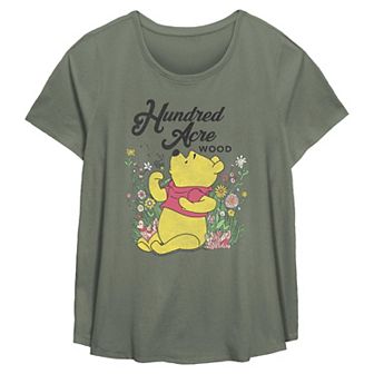 Disney's Winnie The Pooh Hundred Acrew Wood Blowing Dandelions Plus Size Flowy Graphic Tee