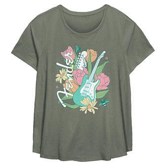 Plus Size Fender Spring Guitar Flowy Graphic Tee