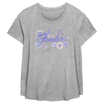 Plus Size Fender Floral Logo Flowy Graphic Tee