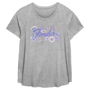 Plus Size Fender Floral Logo Flowy Graphic Tee