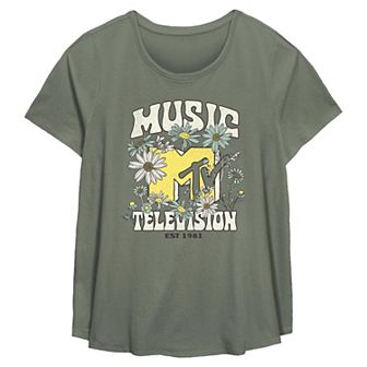 Plus Size MTV Springtime Logo Flowy Graphic Tee
