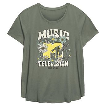 Plus Size MTV Springtime Logo Flowy Graphic Tee