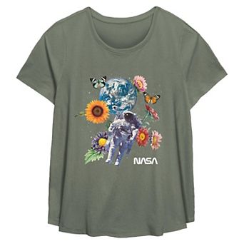 Plus Size Nasa Spring Inspired Space Flowy Graphic Tee