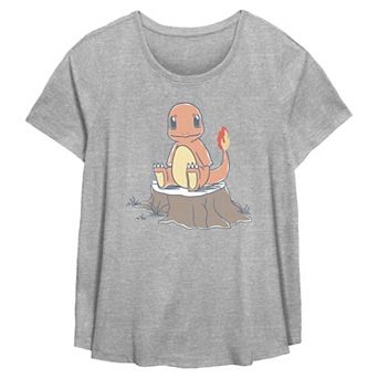 Plus Size Pokemon Charmander Resting On Stump Flowy Graphic Tee