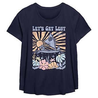 Disney's Moana Let's Get Lost Sailing Plus Size Flowy Graphic Tee