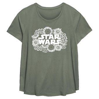 Plus Size Star Wars Floral Logo Flowy Graphic Tee
