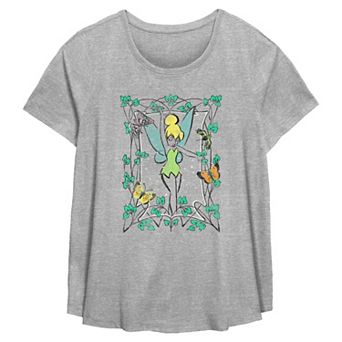 Disney's Tinker Bell Leaves And Butterflies Frame Plus Size Flowy Graphic Tee