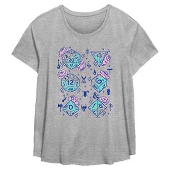 Plus Size Dungeons & Dragons Floral Pastel Dice Flowy Graphic Tee
